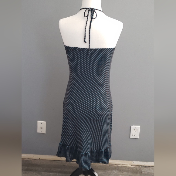 Sz S Black Turquoise Halter Dress - Picture 3 of 8